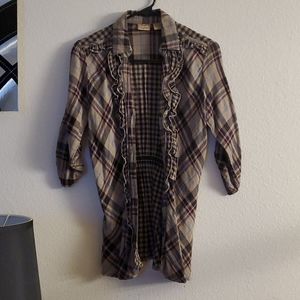 3/4 sleeve flannel shirt